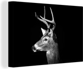 Tableau sur toile Profil animal cerf en noir et blanc - 30x20 cm - Décoration murale