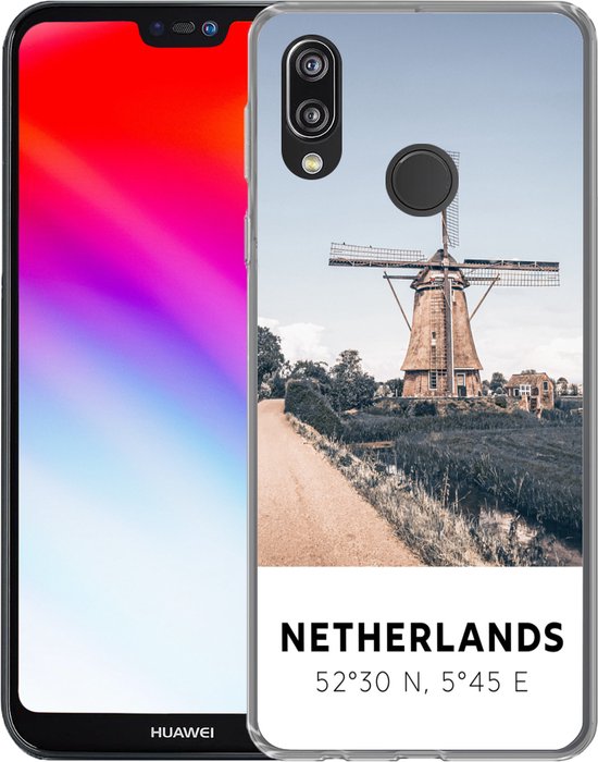 Coque Huawei P20 Lite (2020) - Pays- Nederland - Moulin - Prairie - Coque de téléphone en Siliconen