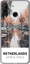 Geschikt voor Huawei P30 Lite hoesje - Nederland - Amsterdam - Gracht - Herfst - Siliconen Telefoonhoesje