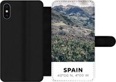 Bookcase Geschikt voor iPhone XS Max telefoonhoesje - Spanje - Bergen - Bloemen - Met vakjes - Wallet case met magneetsluiting