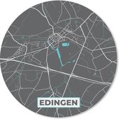 Muismat - Mousepad - Rond - Stadskaart – Grijs - Kaart – Edingen – België – Plattegrond - 50x50 cm - Ronde muismat