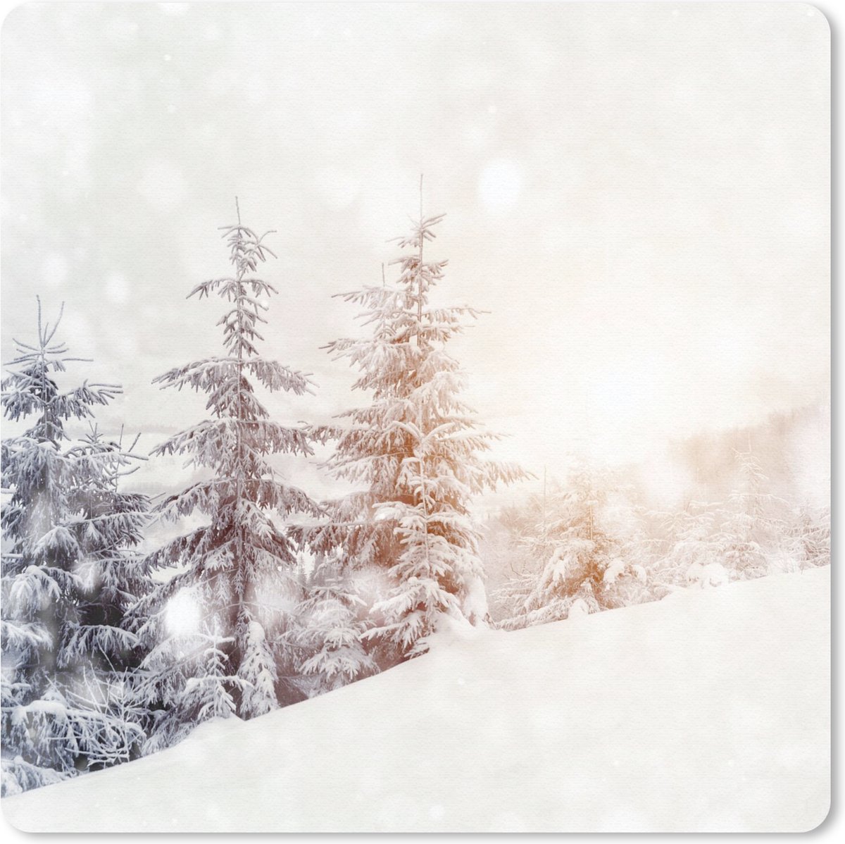 Muismat 20x20 cm - Mousepad Boom - Sneeuw - Winter - Muismatten