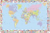 Bureau onderlegger - Muismat - Bureau mat - Wereldkaart - Vlag - Atlas - 60x40 cm