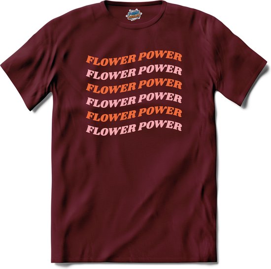 Flower power - T-Shirt - Dames - Burgundy - Maat L