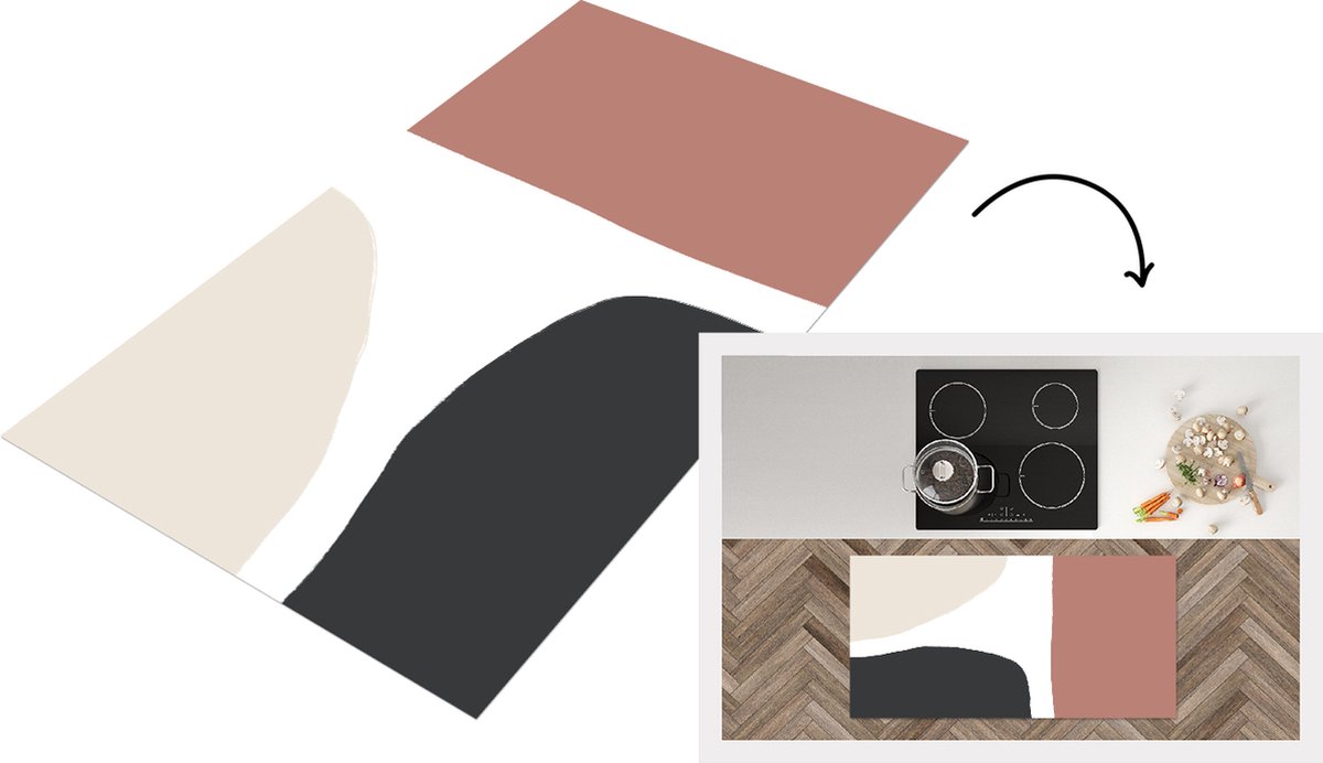 KitchenYeah Keukenloper - Loper keuken - Pastel - Abstract - Design - 120x60 cm - Keukenloper vinyl Multicolor