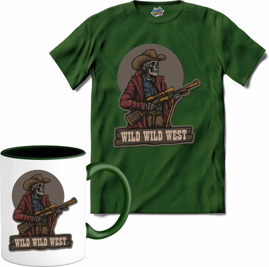 Tactical Wild wild west Cowboy | Airsoft - Paintball | leger sport kleding - T-Shirt met mok - Unisex - Bottle Groen - Maat XXL