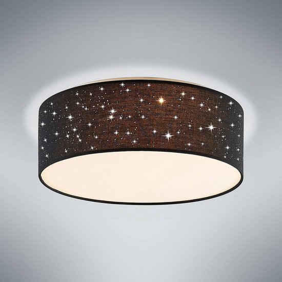 Lindby - LED plafondlamp - CCT - 1licht - metaal, kunststof, textiel - H: 14 cm - zwart - Inclusief lichtbron