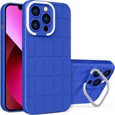 Mobigear Hoesje geschikt voor Apple iPhone 14 Telefoonhoesje Hardcase | Mobigear Cube Backcover met Standaard | iPhone 14 Case | Back Cover - Blauw