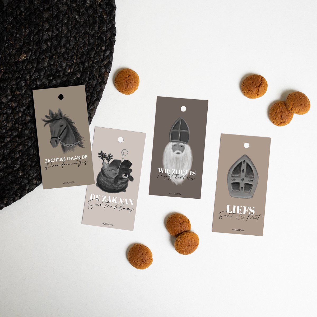 Cadeaulabels Sinterklaas | Set 16 stuks | 47x90 mm | Sinterklaasfeest | Inpakken | Illustraties