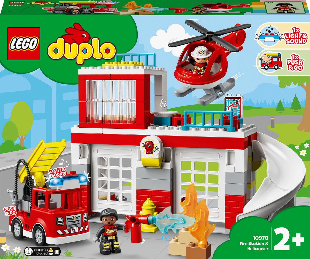 Lego®duplo®ma ville 10970 - la caserne et l'helicoptere des pompiers, jeux  de constructions & maquettes
