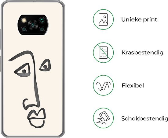Coque Xiaomi Poco X3 NFC - Visage - Yeux - Line au Art - Siliconen