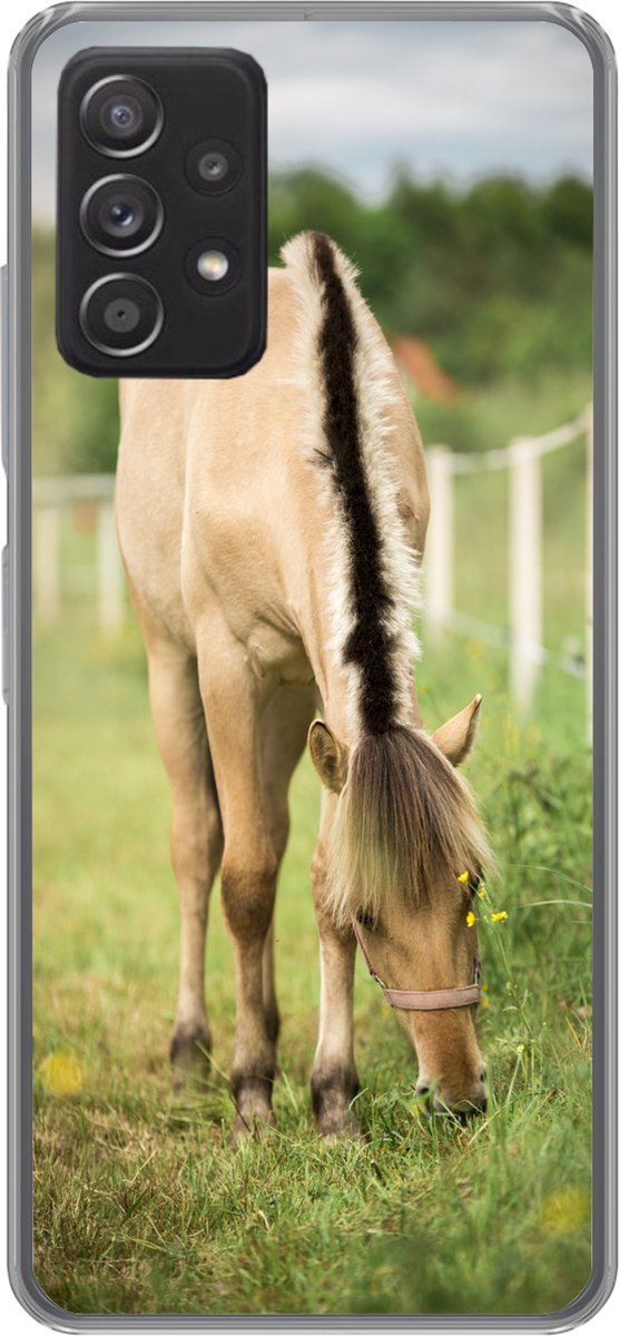 Telefoonhoesje Geschikt voor Samsung Galaxy A33 5G hoesje - Portret van een fjord paard in een grasveld - Siliconen Telefoonhoesje Telefoonhoesje