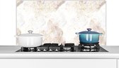 Crédence Cuisine - Plaque Murale Dos - Cuisinière Crédence - 100x50 cm - Marbre - Géométrie - Or - Aluminium - Décoration murale - Protecteur Mural - Résistant à la Chaleur