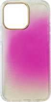 Casemania Hoesje Geschikt voor Apple iPhone 13 Pro Max Paars - Extra Stevig Glitter Regenboog Siliconen Back Cover