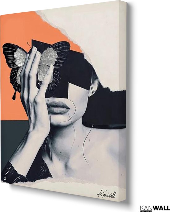 Luxe Canvas Schilderij 70's Butterfly | 40x60 | Woonkamer | Slaapkamer | Kantoor | Muziek | Design | Art | Modern | ** 4CM DIK! 3D EFFECT**
