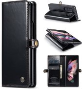 Casemania Hoesje Geschikt voor Samsung Galaxy Z Fold 4 Rustiek Charcoal Gray - Portemonnee Book Case