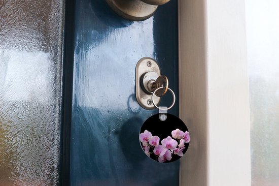 Porte-clés - Orchidée - Fleurs - Rose - Flora - Plastique - Rond - Cadeaux à distribuer