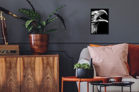 Cadre photo avec affiche - Aigle - Portrait - Oiseaux de proie - Zwart - Wit - Vogel - 20x30 cm - Cadre pour affiche