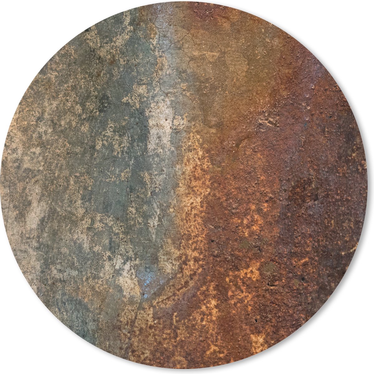 Muismat rond 20x20 cm - Mousepad Staal - Roest print - Oud - Oranje - Grijs - Patroon - Abstract - Ronde muismatten