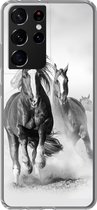 Geschikt voor Samsung Galaxy S21 Ultra hoesje - Paarden - Dieren - Illustratie - Siliconen Telefoonhoesje