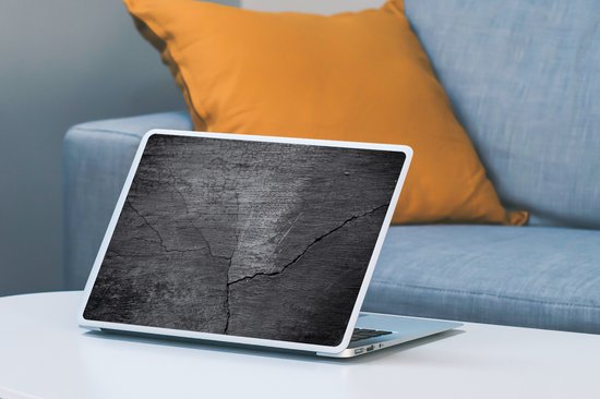 Laptop sticker - 14 inch - Beton print - Zwart - Scheur - 32x5x23x5cm - Laptopstickers - Laptop skin - Cover