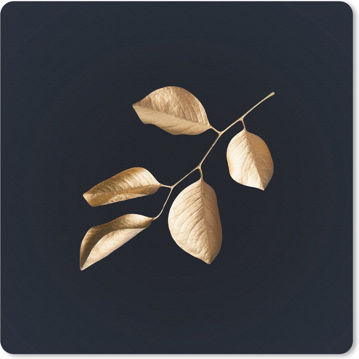 Muismat 30x30 cm - Mousepad Bladeren - Tak - Goud - Luxe - Muismatten