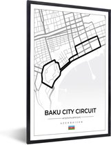 Fotolijst incl. Poster - Racebaan - Circuit - F1 - Baku City Circuit - Azerbeidzjan - Wit - 60x90 cm - Posterlijst