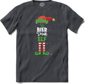 Foute kersttrui - Bier drink kerstelf - T-Shirt - Heren - Mouse Grey - Maat 3XL