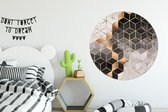WallCircle - Wall Circle - Wall Circle - Abstrait - Cube - Goud - Motifs - Zwart - Wit - Aluminium - Dibond - 120x120 cm - Intérieur et Extérieur XXL