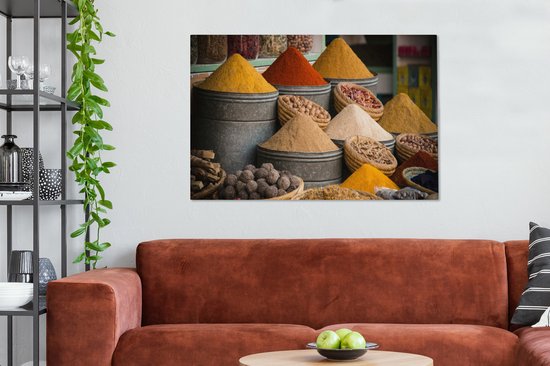 Tableau sur toile Herbes - Ton - Épices - Jaune - Marron - 120x80 cm - Décoration murale