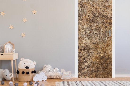 Deurposter 90x215 cm - Deursticker Graniet - Design - Structuur - Steen - Bruin - Meubelfolie zelfklevend - Deurfolie woonkamer - Interieurfolie fotobehang - Deur plakfolie - Deurstickers - Deurbehang sticker - Kamer decoratie