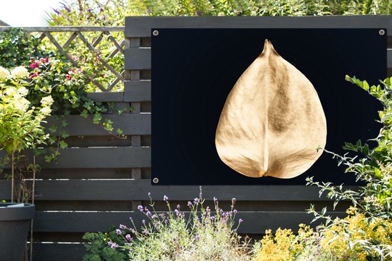 Affiche jardin - Toile jardin - Posters de jardin extérieur - Feuilles - Noir et or - Zwart - Or - Luxe - 120x80 cm - Jardin