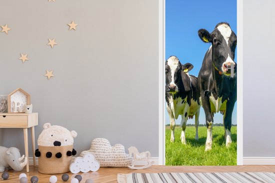 Sticker pour porte Vaches - Pâturage - Herbe - Animaux - Ferme - 95x215 cm - Affiche de porte