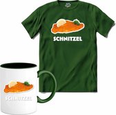 Schnitzel -  grappig verjaardag kleding cadeau - eten teksten - T-Shirt met mok - Heren - Bottle Groen - Maat 4XL