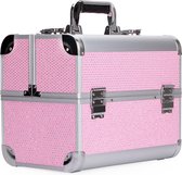 Aluminium Koffer roze met strass