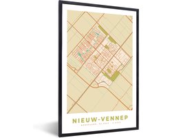 Fotolijst incl. Poster - Nieuw-Vennep - Plattegrond - Stadskaart - Kaart - 80x120 cm - Posterlijst