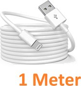 1 Meter Geschikt voor: Lightning kabel naar USB 2.0 A Male oplaadkabel Geschikt voor: Apple iPhone iPod Airpods & iPad - Wit