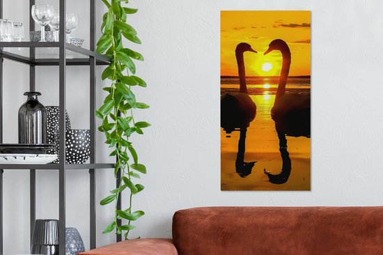 OneMillionCanvasses - Toile - Tableau - Cygne - Coucher de soleil - Water - Vogel - Toile - 40x80 cm - Décoration murale - Intérieur