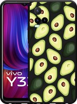 Vivo Y33s Hoesje Zwart Avocado's - Designed by Cazy