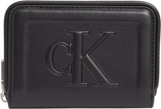 Calvin Klein - Sculpted black - med zip around pipping portemonnee - dames
