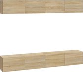 Meuble TV Mural Style Bois Ancien 100x30x30 Cm - Étagères Cubiques Et Portes Pour Rangement Salon