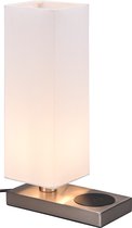 LED Tafellamp - Tafelverlichting - Trion Helsa - E14 Fitting - Rechthoek - Mat Nikkel - Aluminium