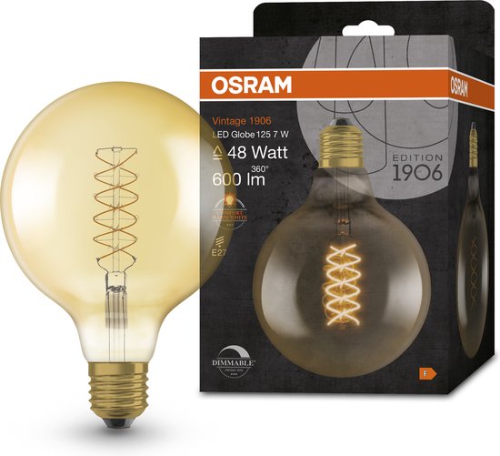 OSRAM 4058075761650 LED-lamp Energielabel F (A - G) E27 Globe 4.8 W = 37 W Warmwit (Ø x h) 124 mm x 124 mm 1 stuk(s)