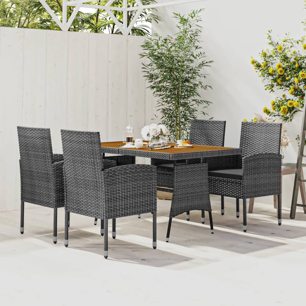 Prolenta Premium - 5-delige Tuinset poly rattan grijs