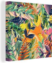 Toile Peinture Fleurs - Jungle - Tropical - 20x20 cm - Décoration murale