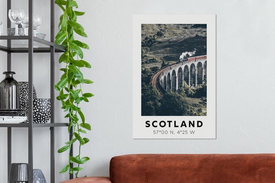 Toile Peinture Ecosse - Train - Pont - 60x90 cm - Décoration murale