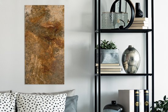 Toile Peinture Métal - Rouille - Or - 40x80 cm - Décoration murale
