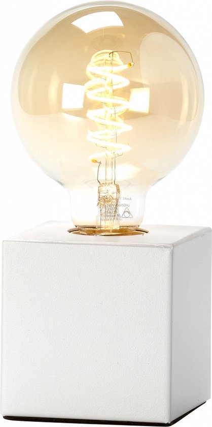 Lampe de table Calex blanc mat E27 avec cordon de 1,8 m avec interrupteur
