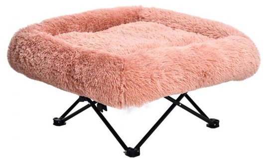 Topmast Fluffy - Hondenstretcher - 72 x 72 cm - Roze - Hondenbed - Honden Ligbed - Stretcher - Opvouwbaar