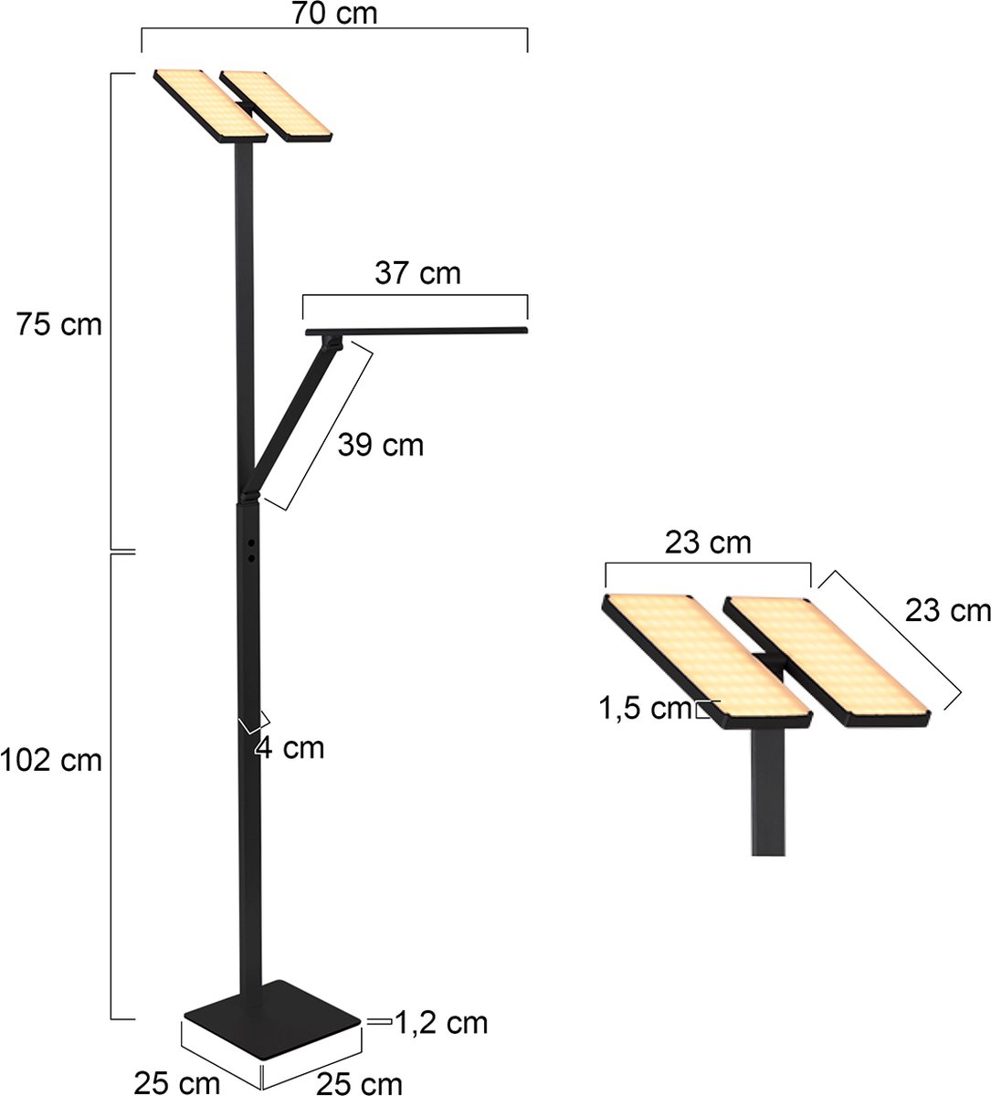 Vloerlamp - Bussandri Limited - Design - Glas - Design - LED - L: 80cm - Voor Binnen - Woonkamer - Eetkamer - Zwart